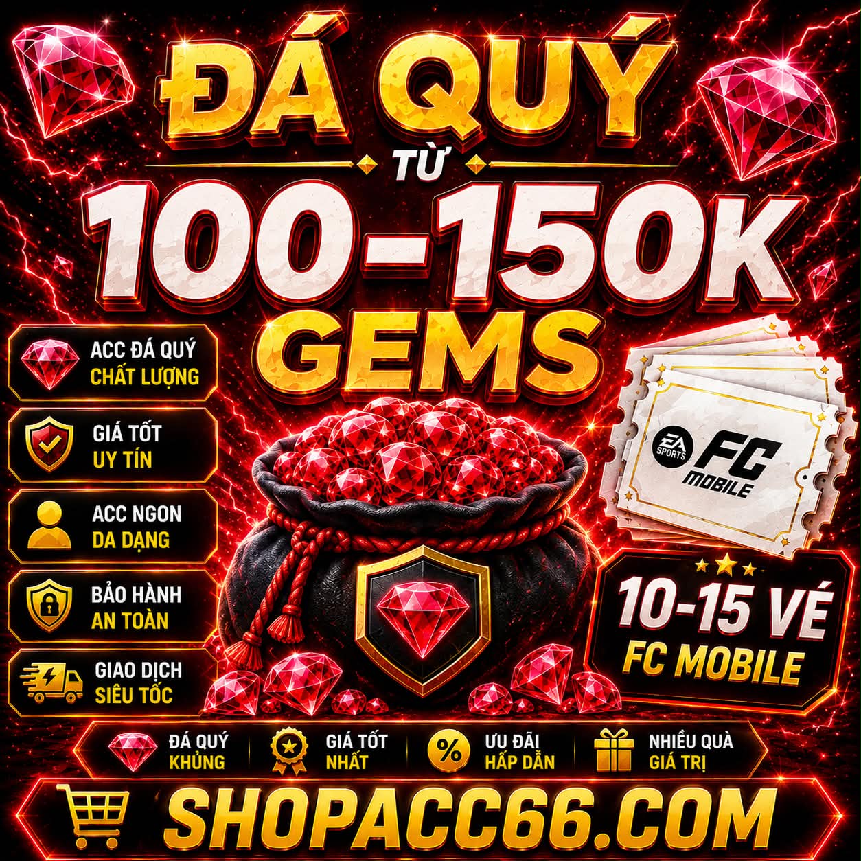 RANDOM ĐÁ QUÝ TỪ 100 - 150K GEMS. 10-15 VÉ GARENA TTT